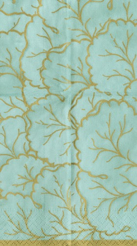 Caspari Gilded Majolica Guest Towel - SALTWATER