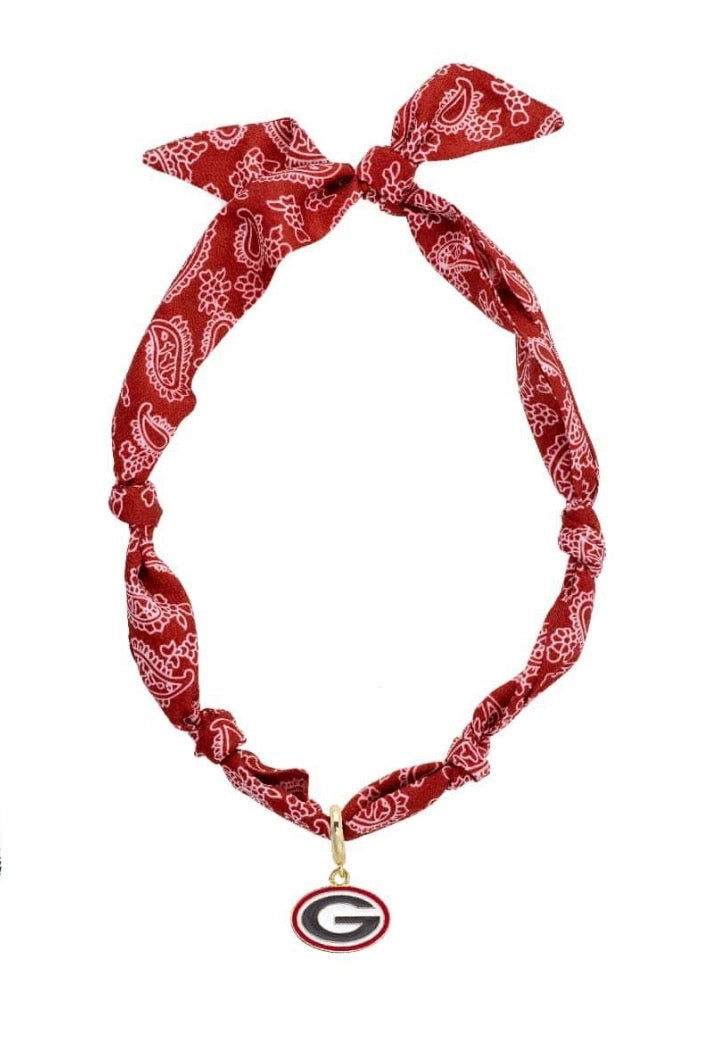 Canvas Style Georgia Bulldogs Logo Bandana Scarf Necklace - RED
