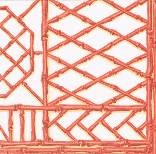 Caspari Bamboo Screen Cocktail Napkin - CORAL