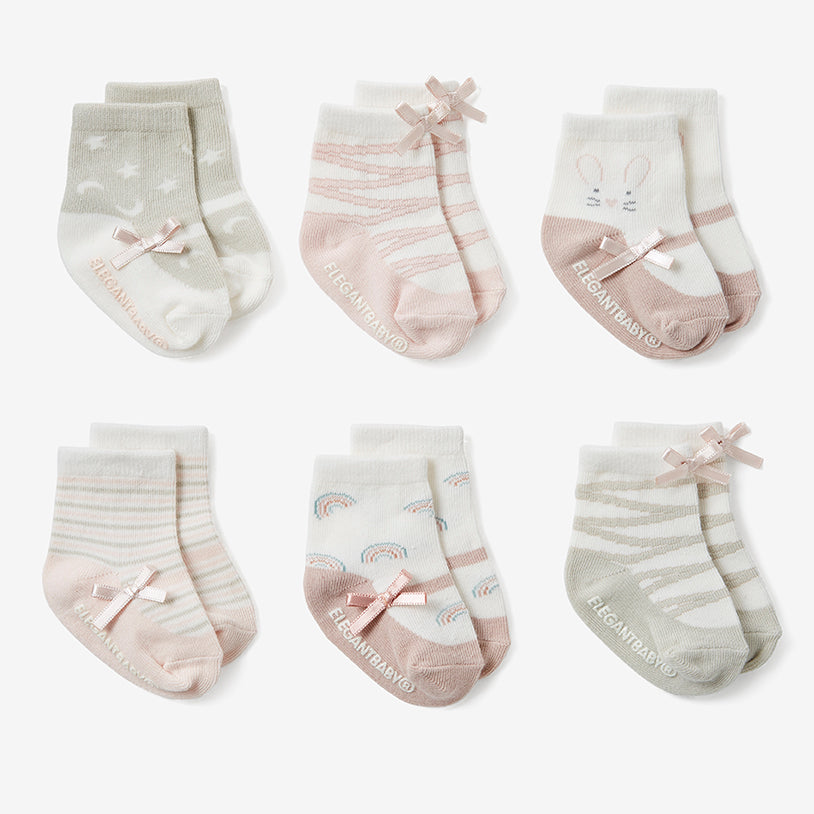 EB Sock Set of 6 MARYJANE PINK - 0-12M