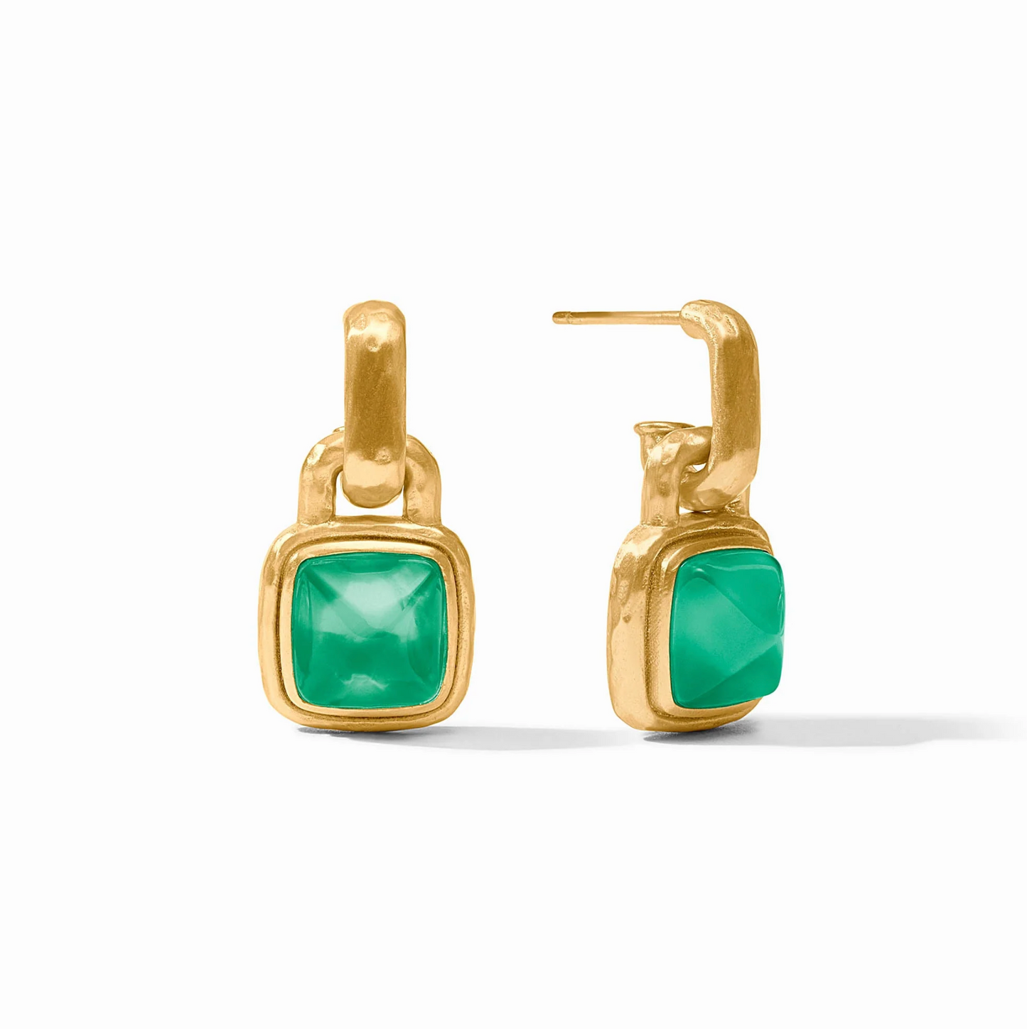 Julie Vos Sahara Hoop & Charm Earring - IRIDESCENT EMERALD GREEN