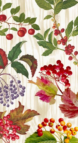 Caspari Berry Botanical Guest Towels - TAUPE