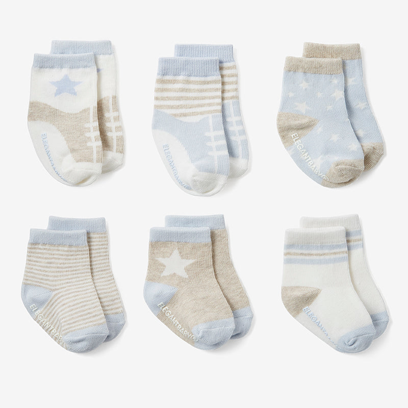 EB Sock Set of 6 BABY BLUES - 0-12M