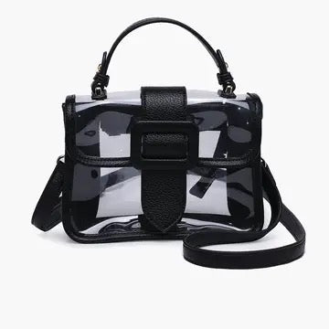 JC Toni Stadium Clear Flapover Cross Body Bag BLACK