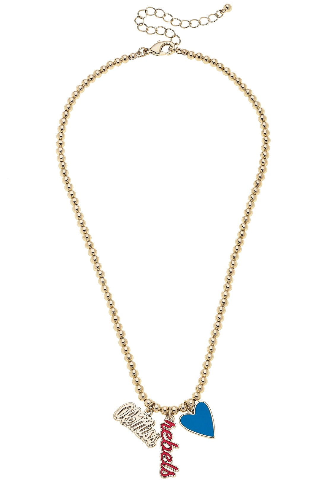 CS OLE MISS Ball Bead Charm Necklace GOLD