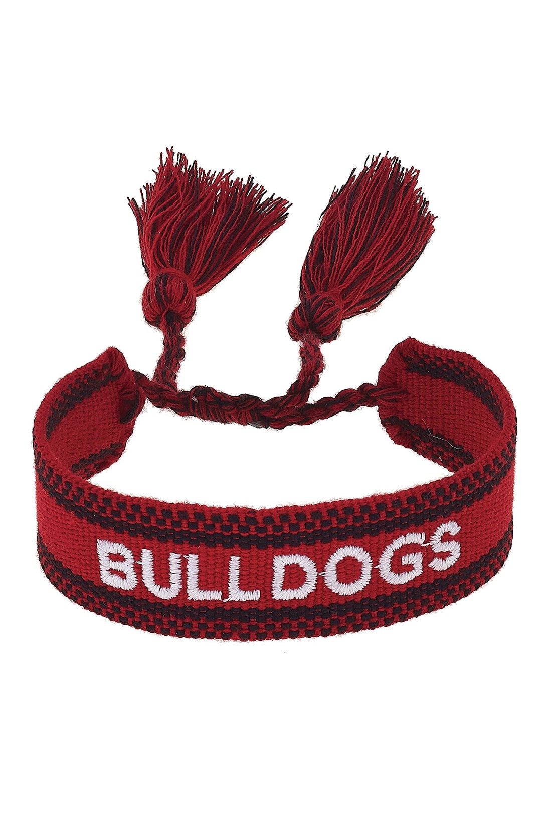 CS BULLDOGS Woven Tassel Bracelet RED