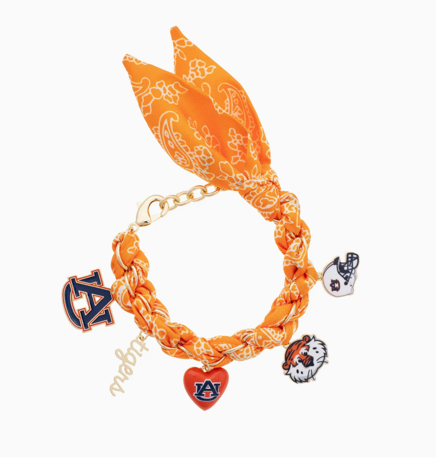 CS Auburn Tigers Bandana Charm Bracelet