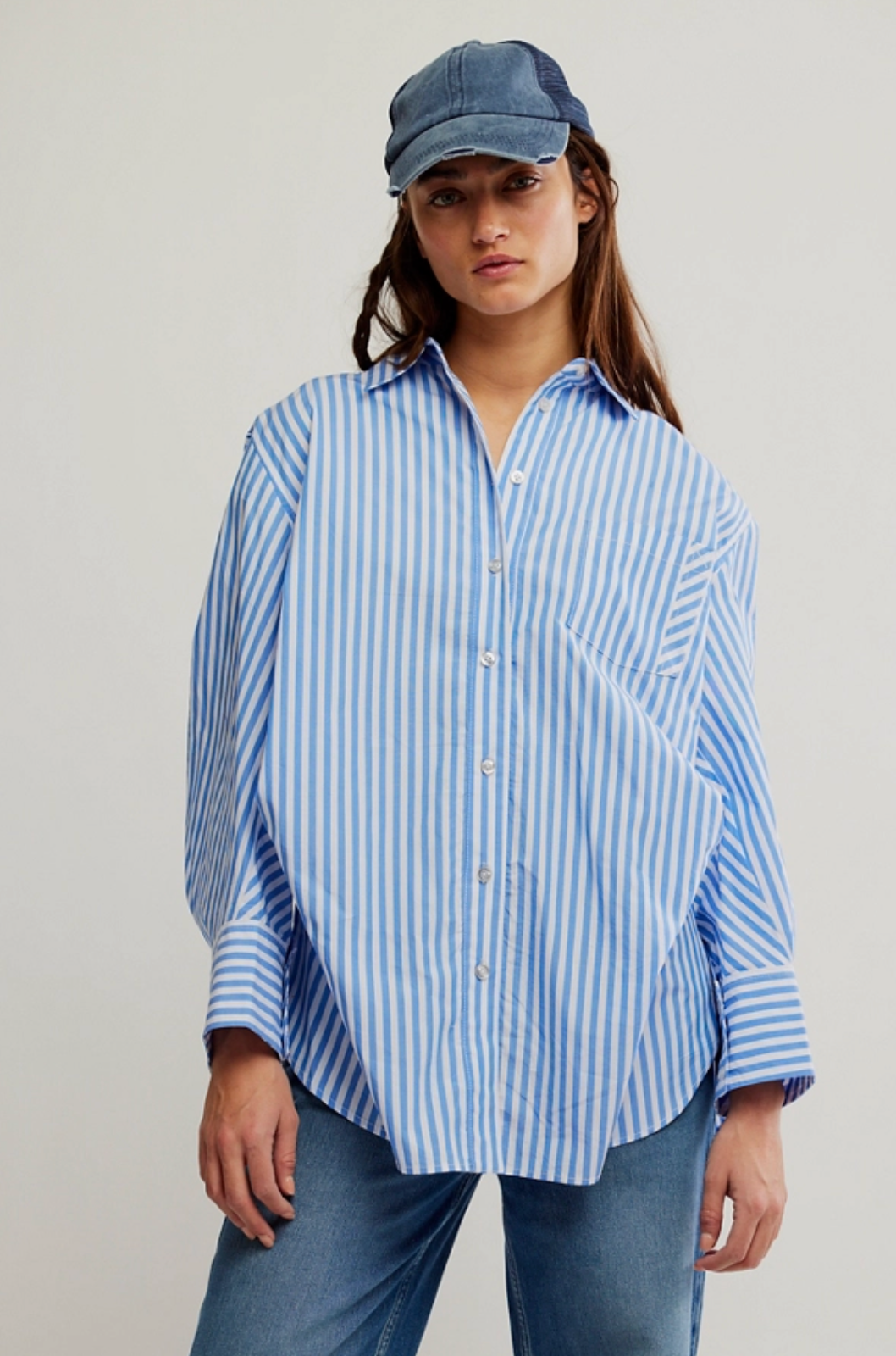 FP Sabine Tailored Stripe Shirt OXFORD STRIPE-BLUE