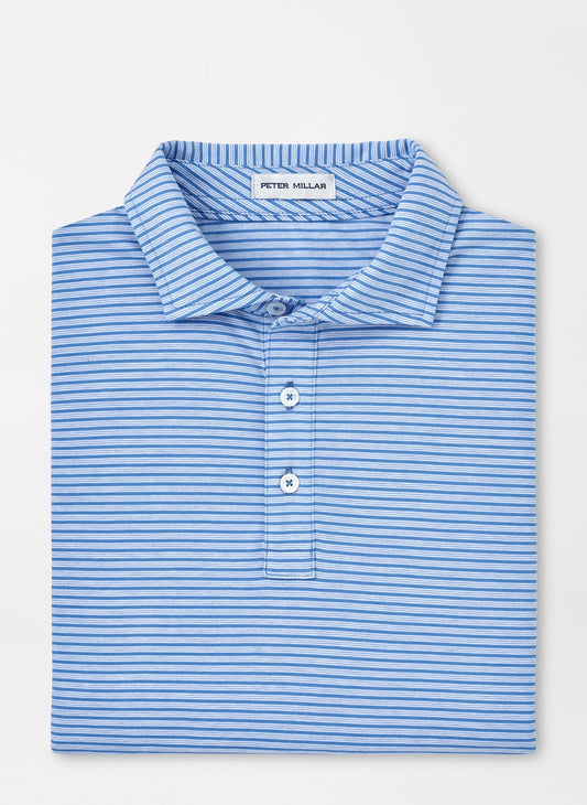 Peter Millar Crown Comfort Cotton Polo Triple Stripe - MARITIME