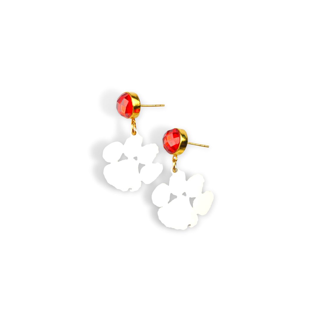 Brianna Cannon - Mini Clemson Paw Logo Earrings WHITE