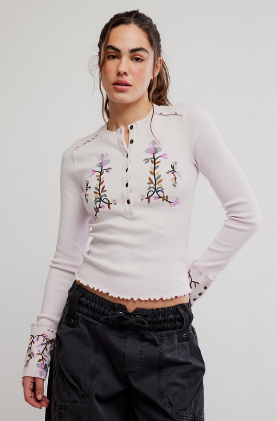 FP Fleur Embroidered Cuff LAVENDER COMBO