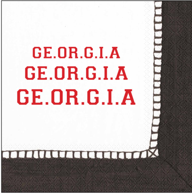 Caspari GE.OR.G.I.A. Cocktail Napkin - LINEN BLACK