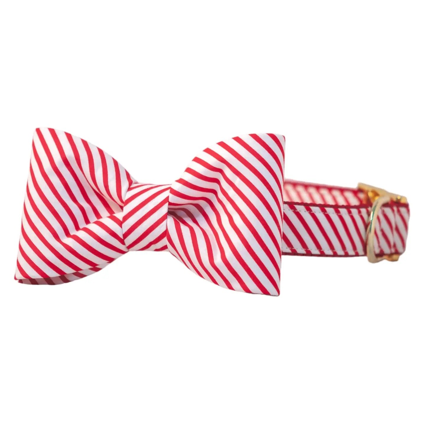 CLL Candy Cane Stripe Bow Tie Dog Collar RED/WHITE