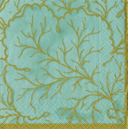 Caspari Gilded Majolica Cocktail Napkin - SALTWATER