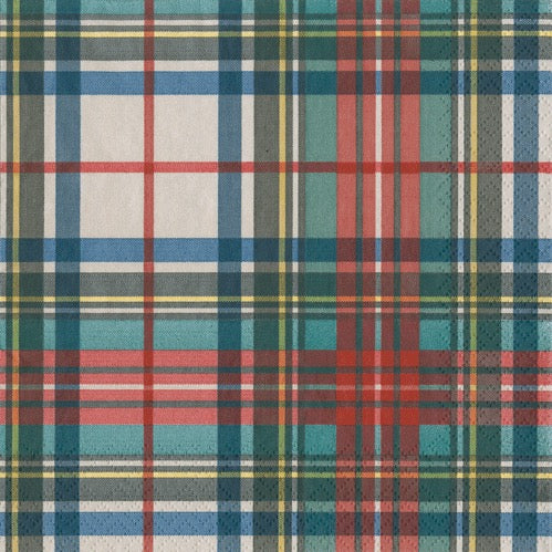 Caspari Dress Stewart Tartan Cocktail Napkin - MULTI