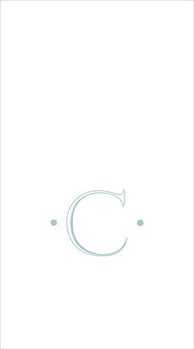 Caspari Antique Initial Boxed Linen Guest Towel ROBIN'S EGG - C