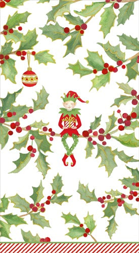 CAS Jingle Elves Guest Towels WHITE