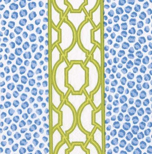 Caspari Knots & Spots Cocktail Napkin - BLUE/GREEN