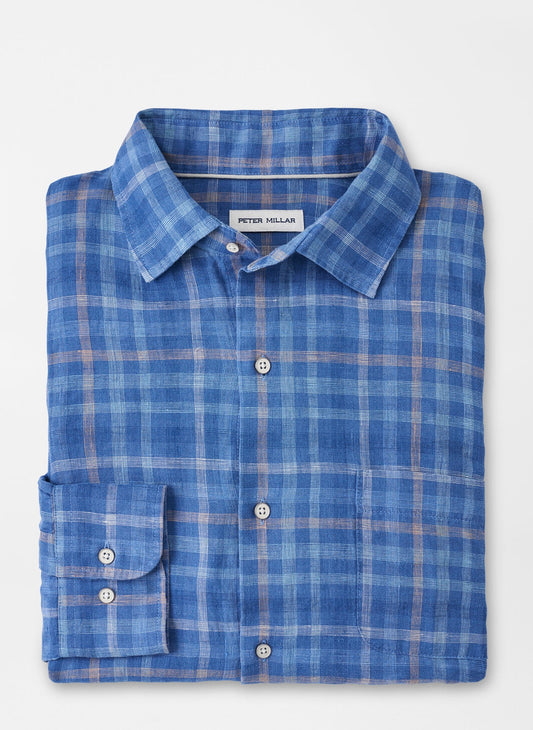 Peter Millar Ashore Linen Sport Shirt - MOON BLUE