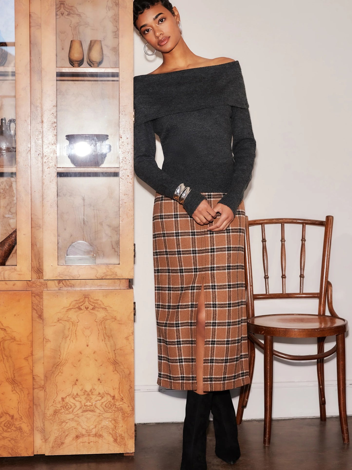Fifteen Twenty Kaia Midi Skirt - PLAID