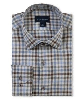Scott Barber Brushed Cotton Gingham - GREY HEATHER