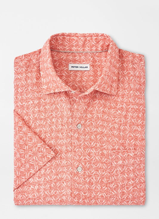 Peter Millar Sandblast Linen Sport Shirt - CLAY ROSE