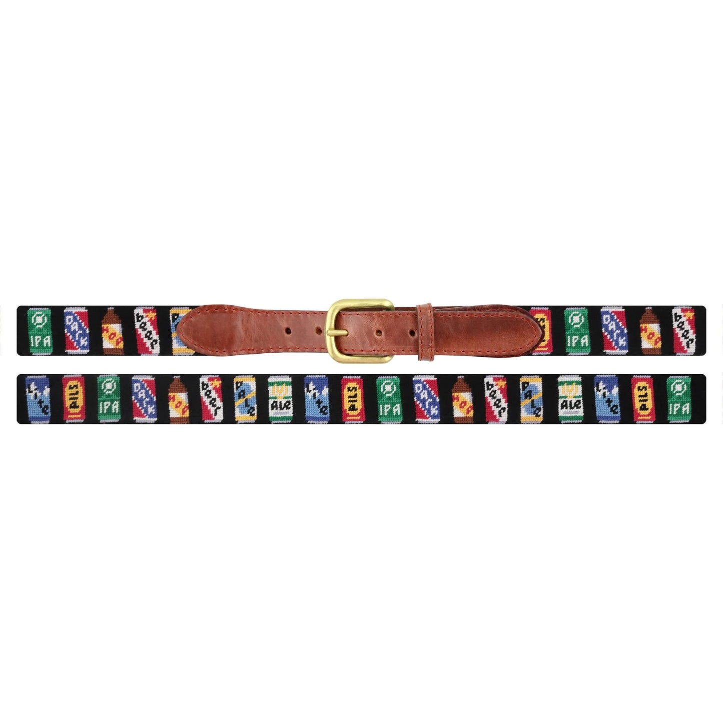 Smathers & Branson Beer Cans Needle Point Belt - BLACK