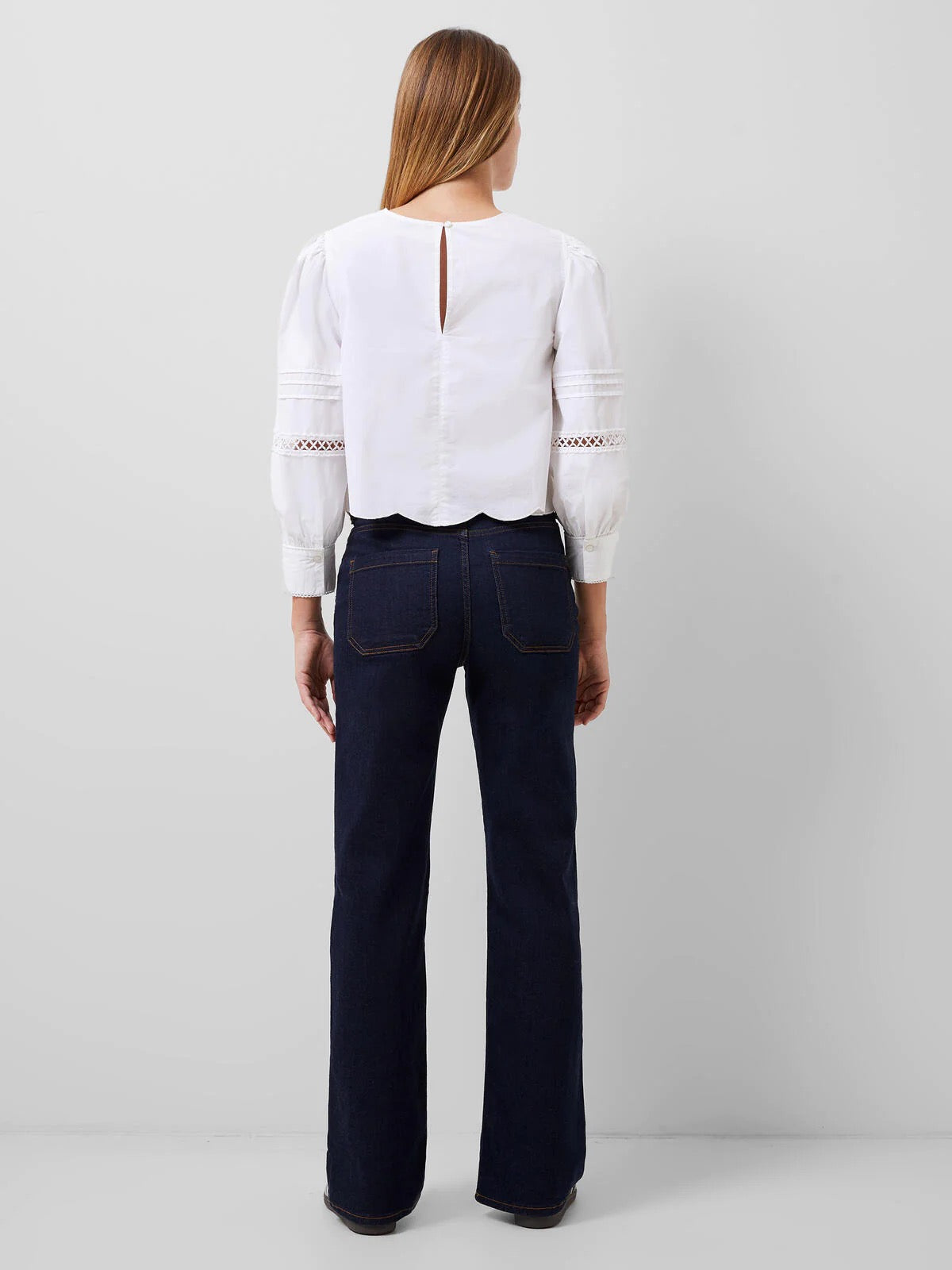 French Connection Alissa Embroidered Poplin Blouse - LINEN WHITE