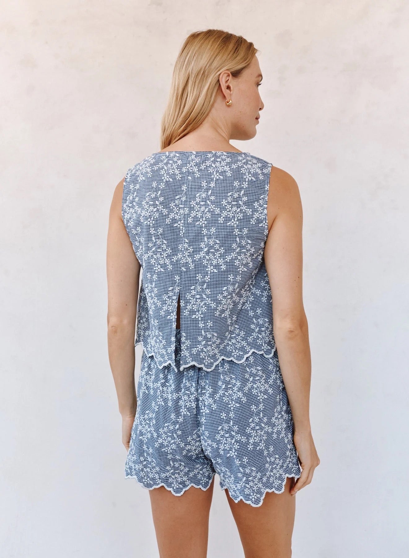 Bella Dahl Split Back Tank - FLORAL GINGHAM