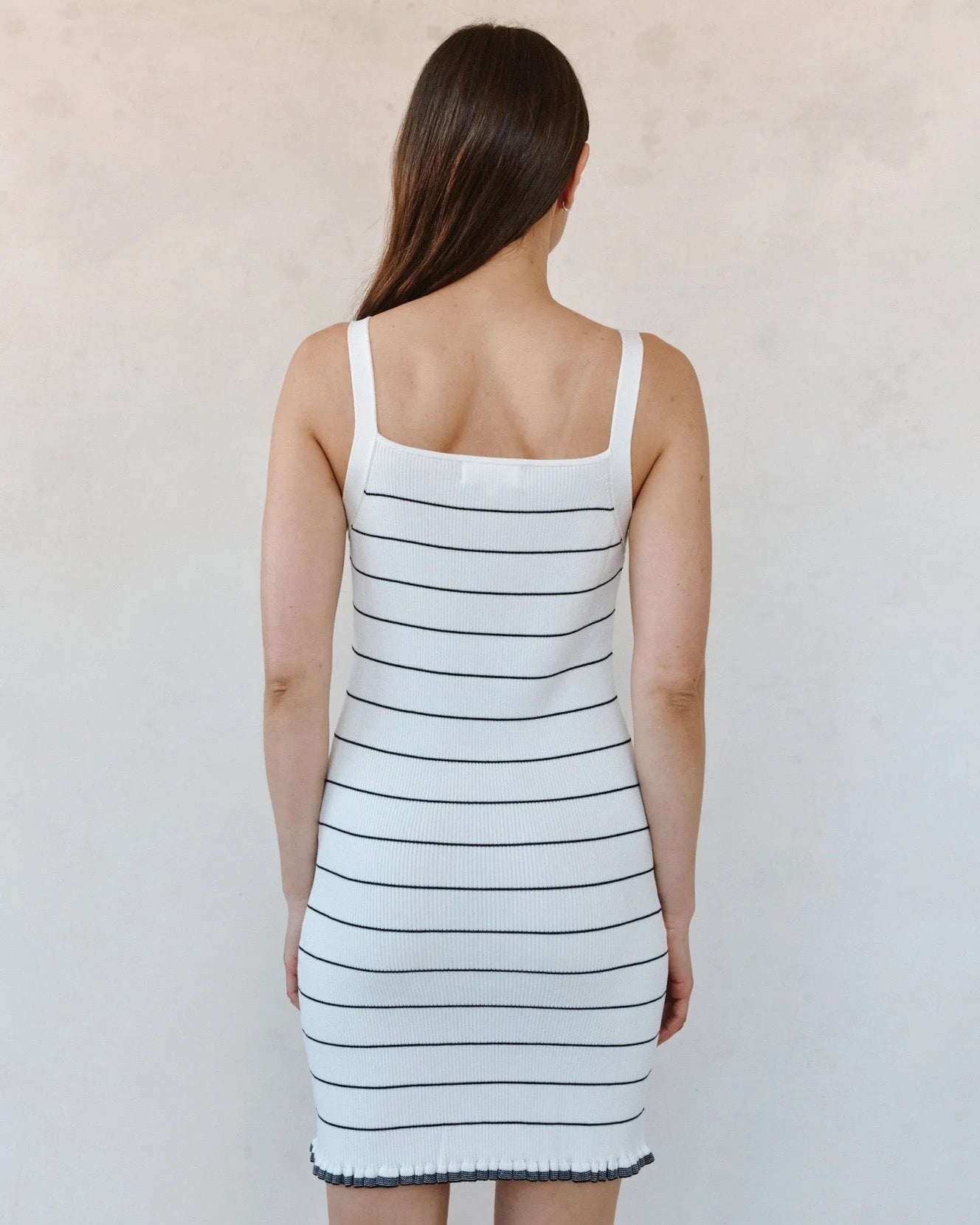 Bella Dahl Ruffle Hem Sleeveless Knitted Dress - GARDEN PARTY STRIPE