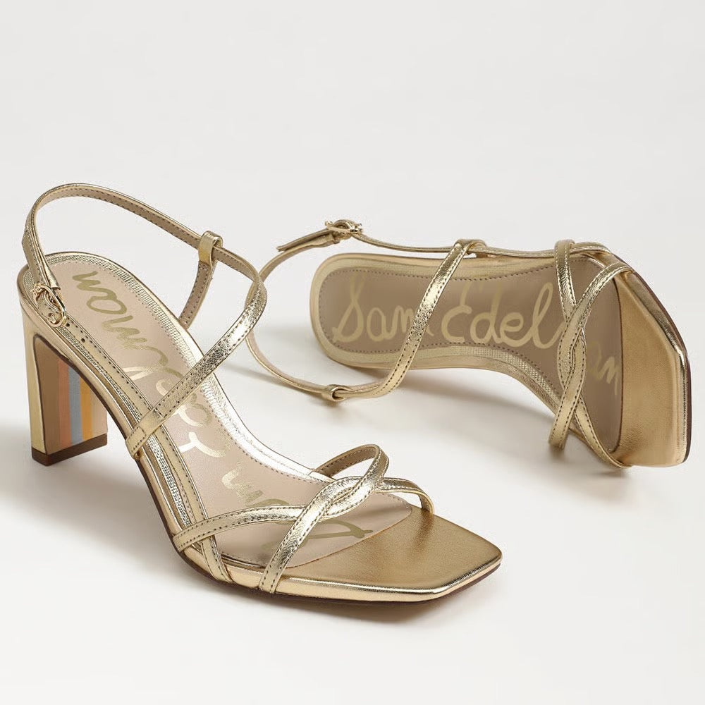 Sam Edelman Elissa Strappy Heel Sandal - GOLD LEATHER