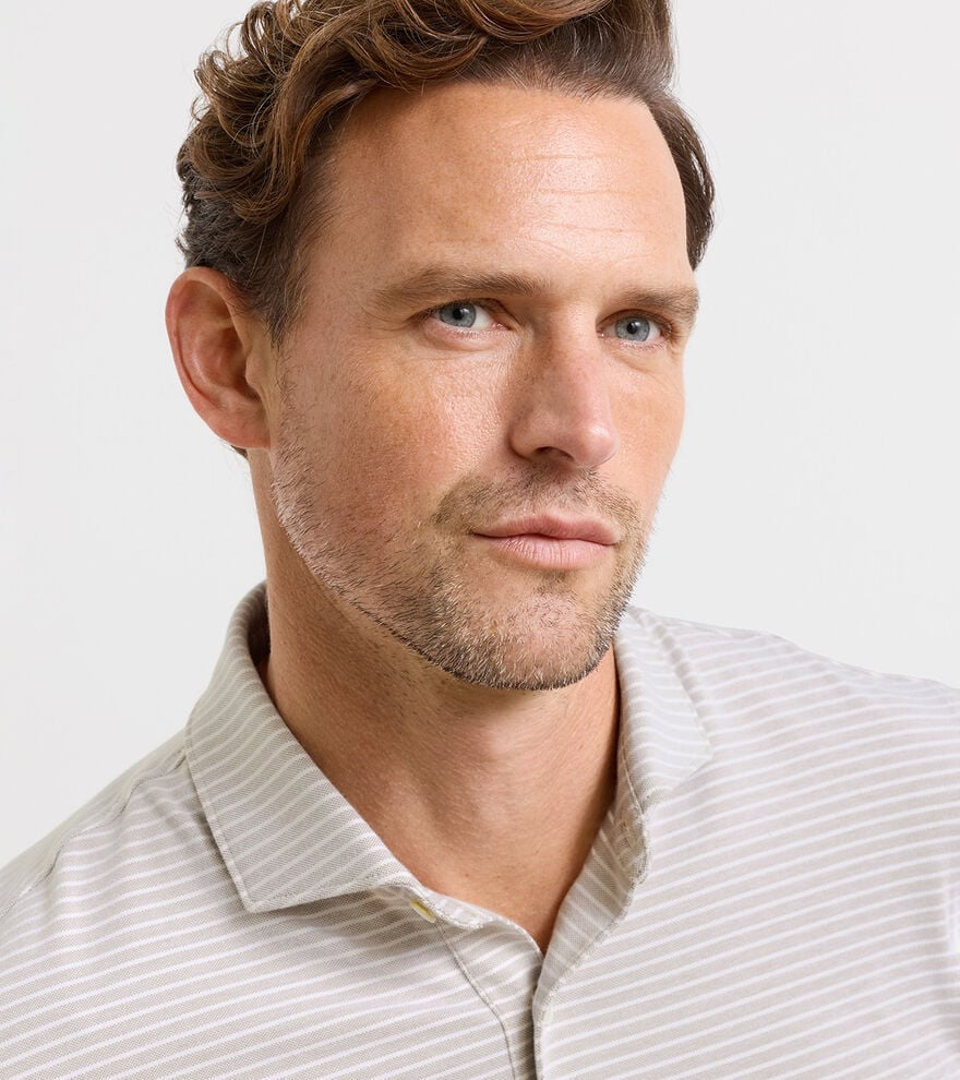 Peter Millar Albatross Stripe Cotton-Blend Pique Polo - SUMMER DUNES