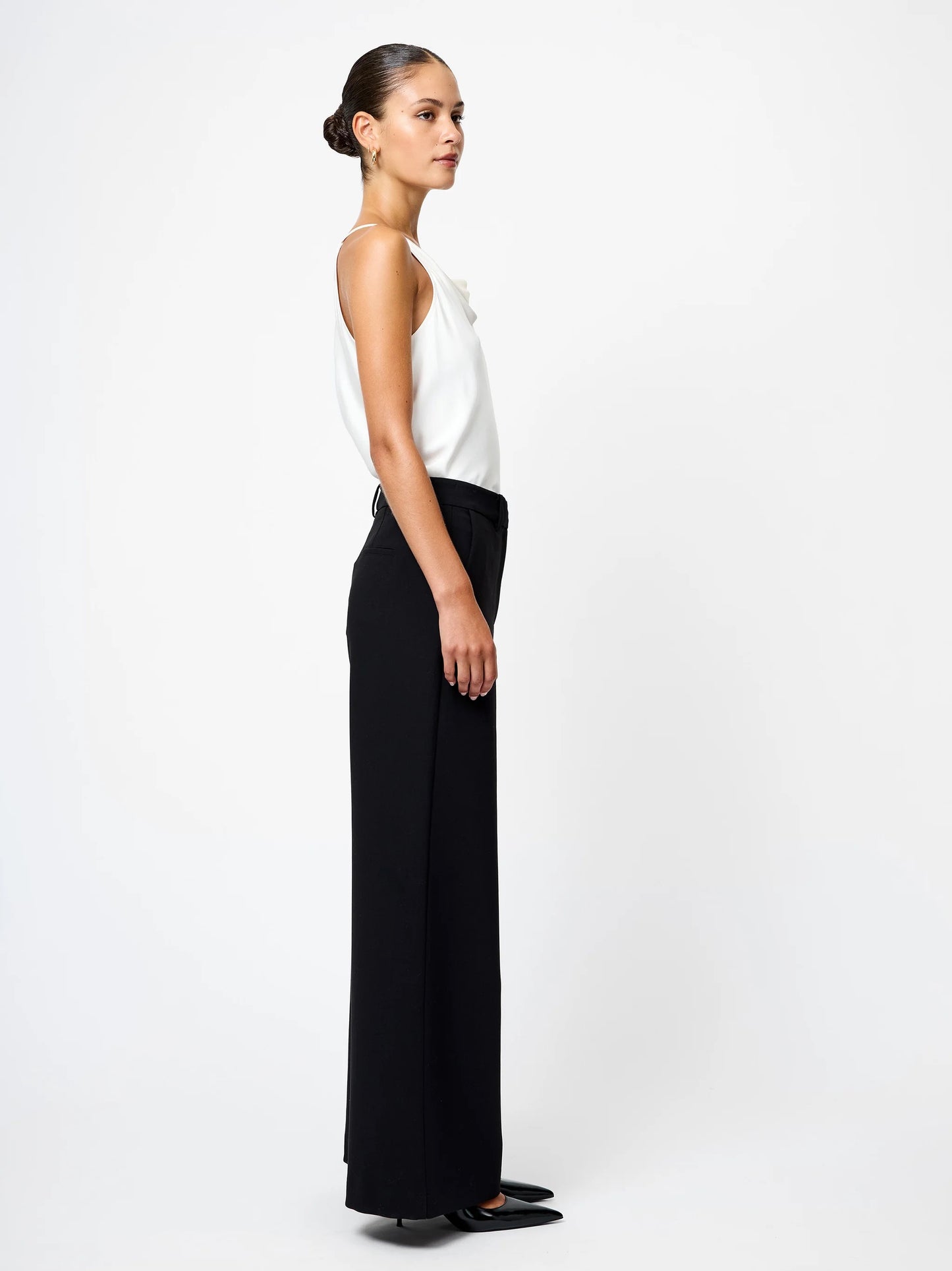 French Connection Azra Twill Wide Leg Pants - BLACK