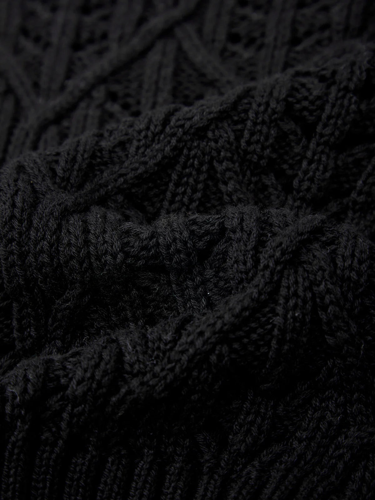 525 Colby Cotton Cropped Cable Knit Cardigan - BLACK