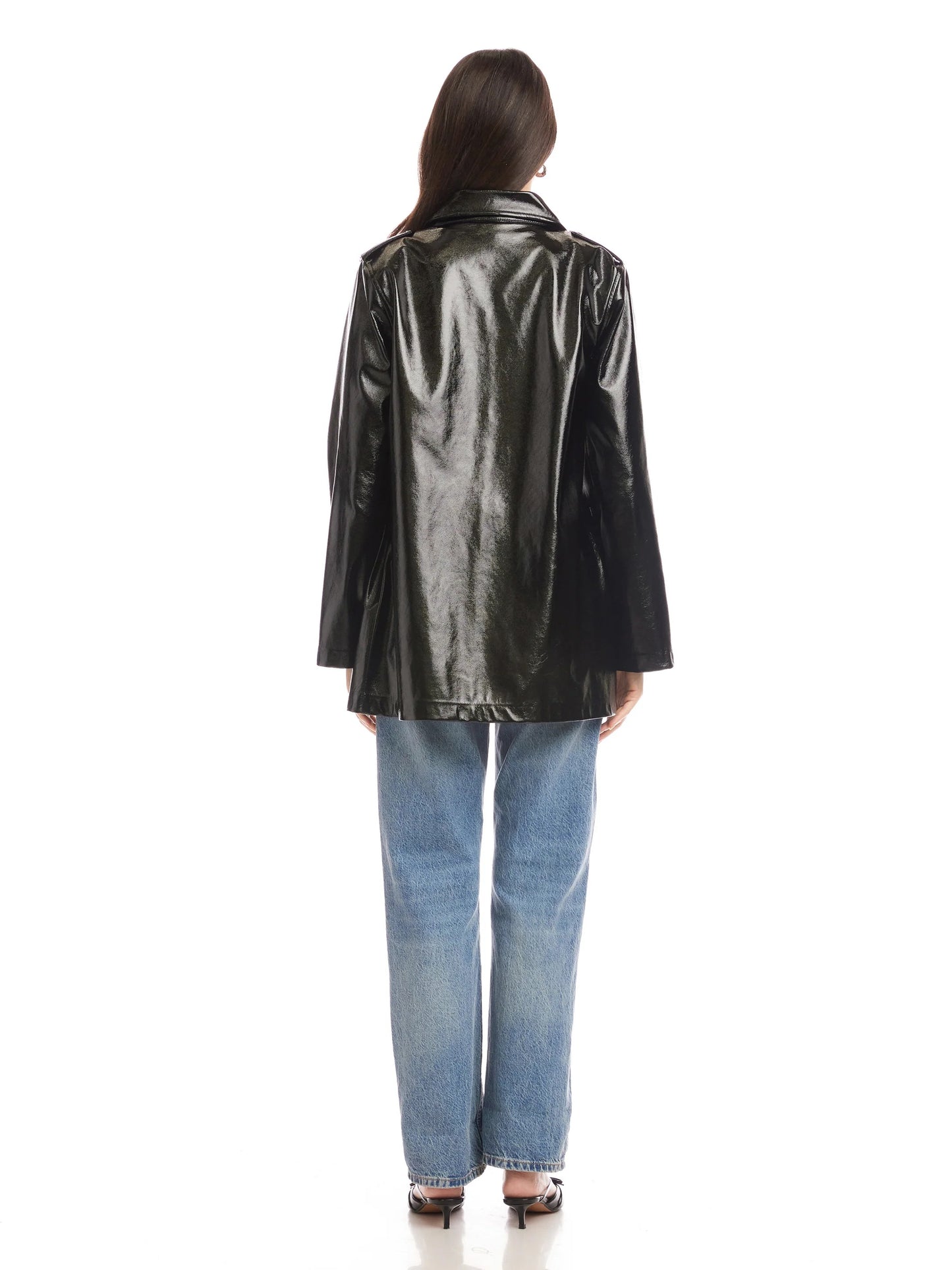 Fifteen Twenty Janet Faux Patent Leather Jacket - BLACK