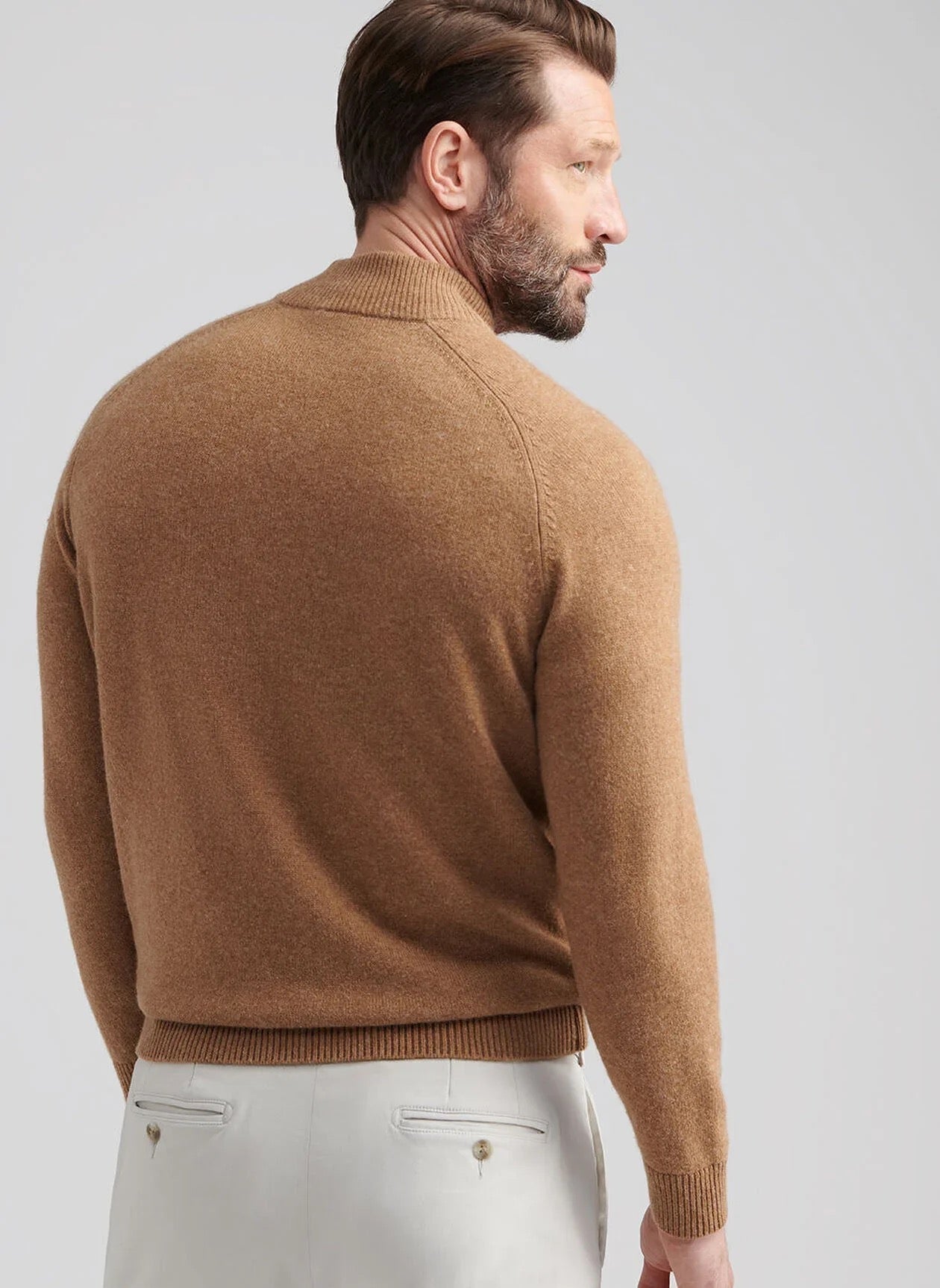Peter Millar Crescent Quarter Zip Sweater - BRITISH TAN