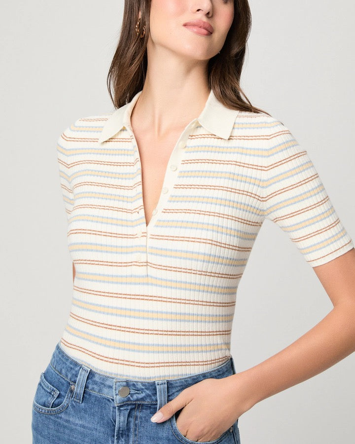 Paige Summit Top - WHITE MULTI STRIPE