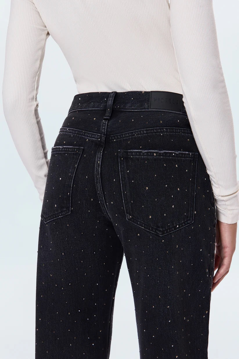 Pistola Lexi Mid Rise Bowed Straight Jean - SILVER SCREEN