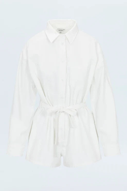 Pistola Vance Long Sleeve Romper - VIVID WHITE