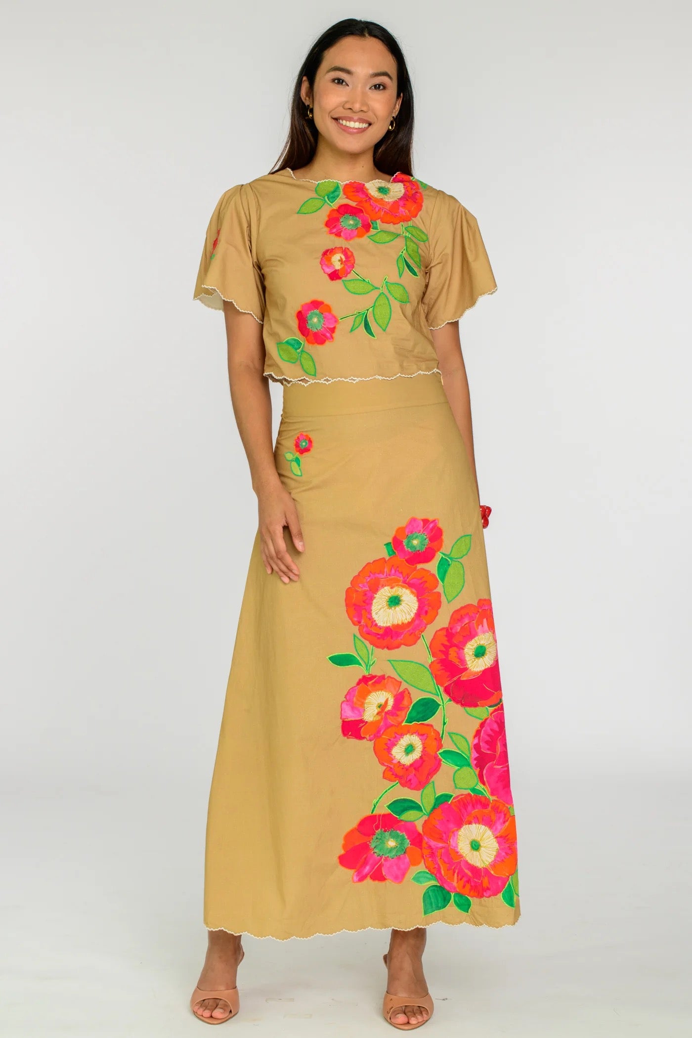Elizabeth James Anita Skirt - POPPY PATCH ICED COFFEE