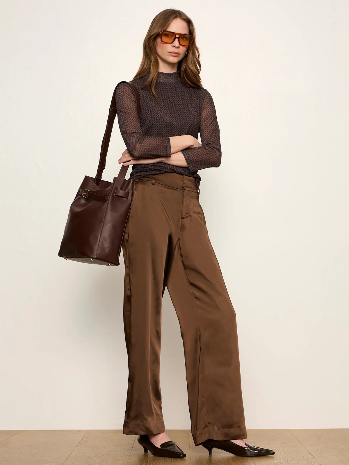 Sanctuary Spotlight Satin Trouser - ESPRESSO MARTINI