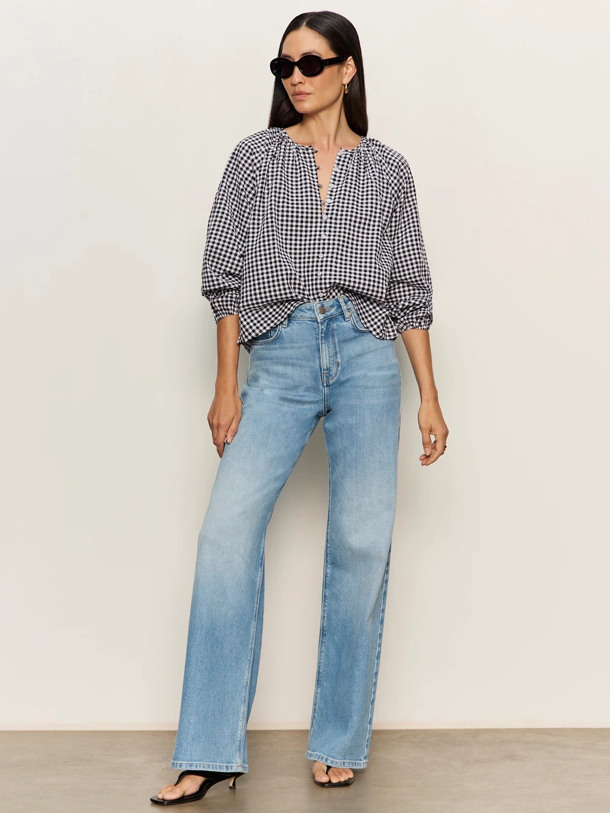 SA Perfect Gingham Button Blouse PICNIC