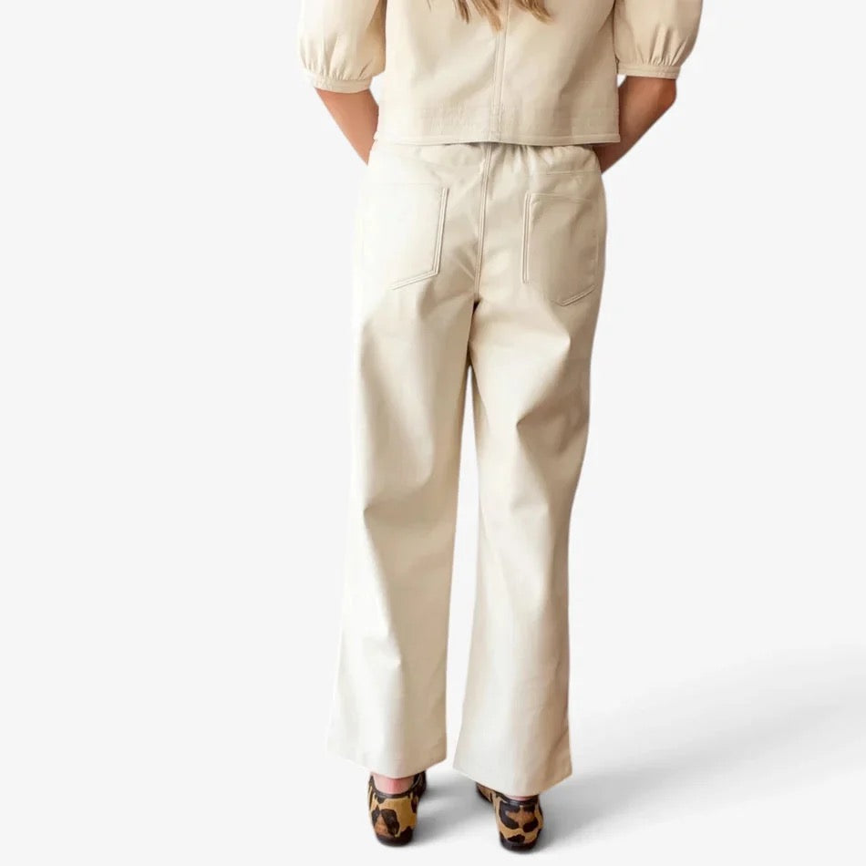 MN Gustave Faux Leather Trouser CREAM