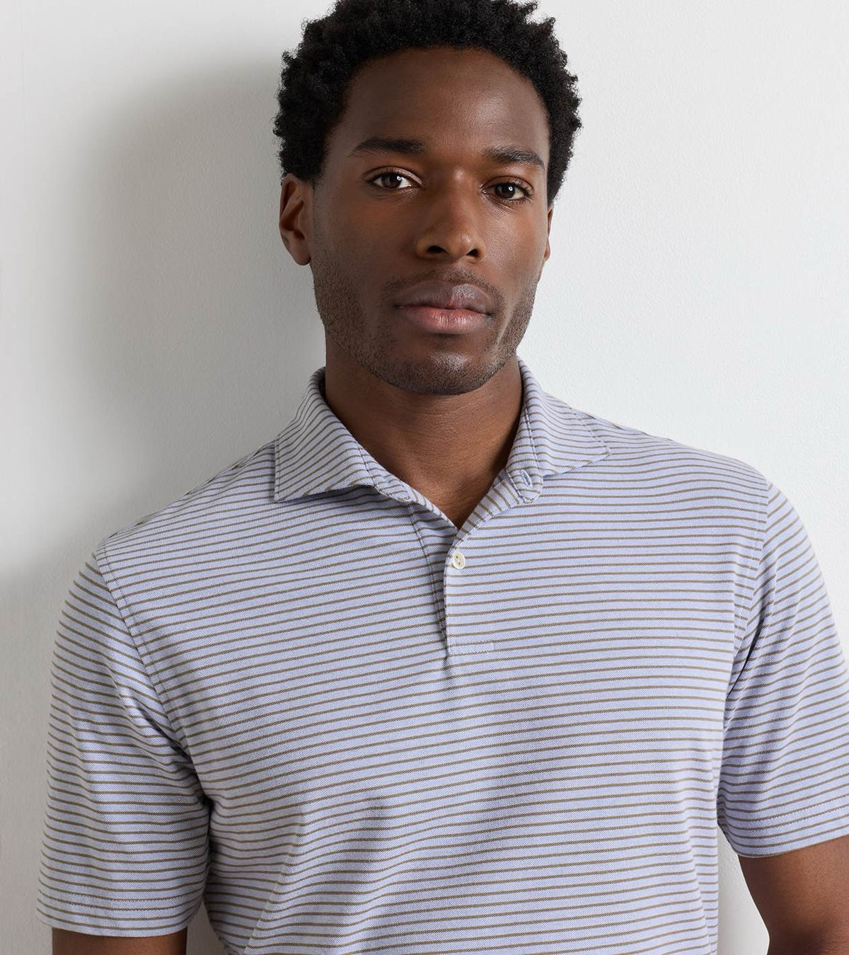 Peter Millar Crown Crafted Albatross Stripe Cotton-Blend Pique Polo - WINDY BLUE/LIGHT MOCHA
