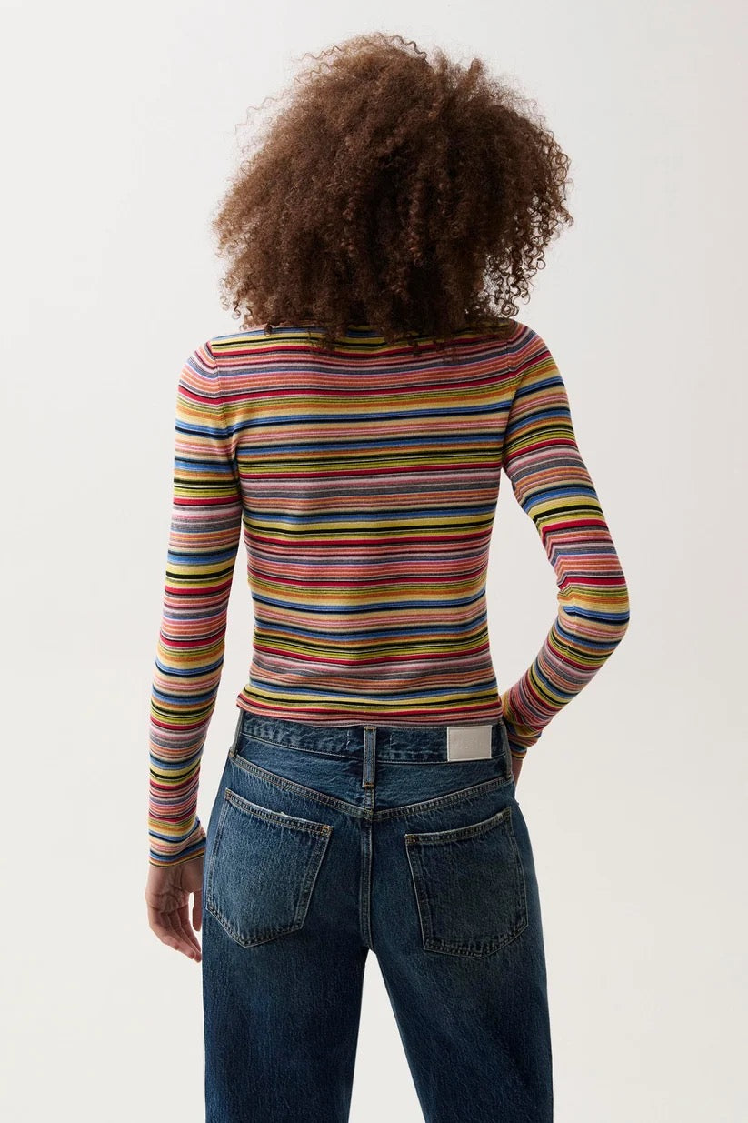 Pistola Madison LS Crew Neck Sweater Tee - MULTI STRIPE