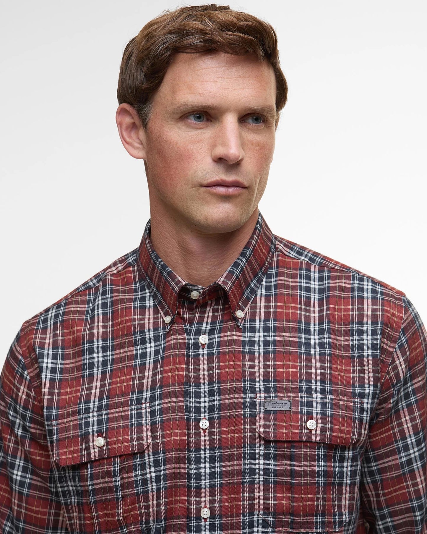 Barbour Saldon Thermo Weave Checked Shirt - FIRED BRICK