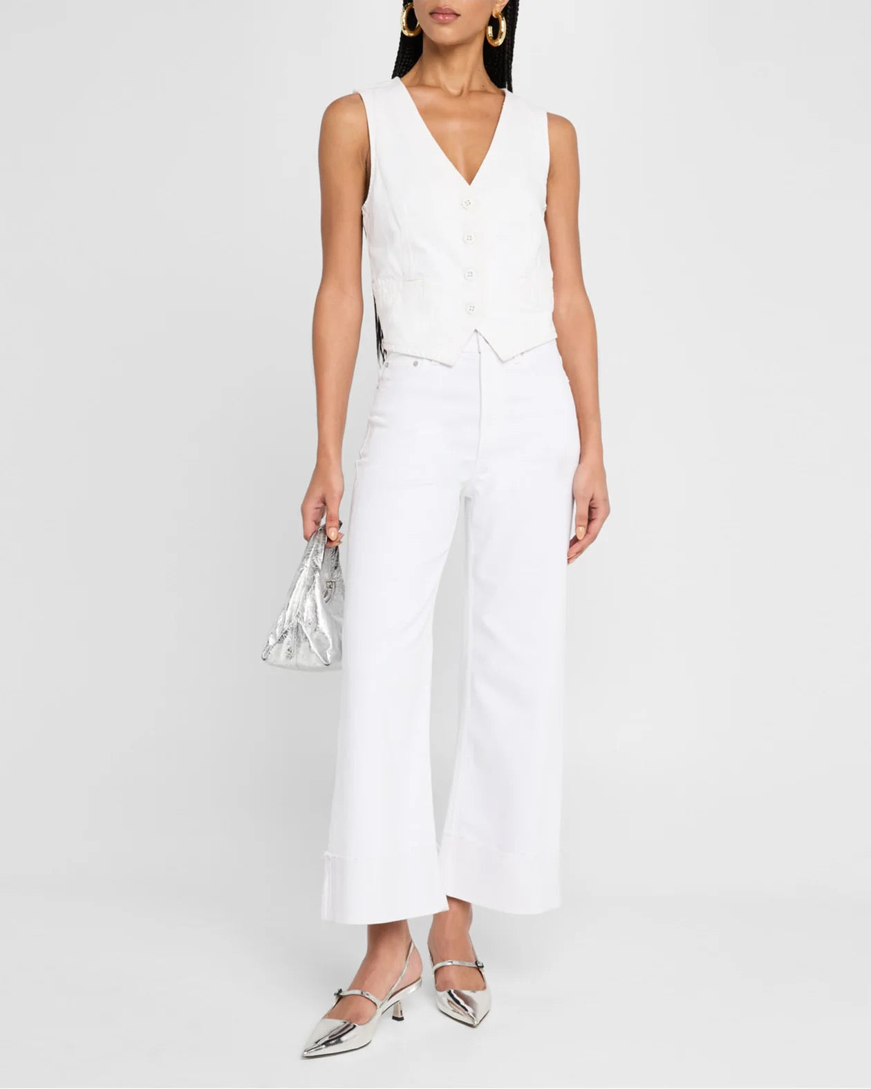 Pistola Lana Crop with Cuff High Rise Ultra Wide Leg - VIVID WHITE
