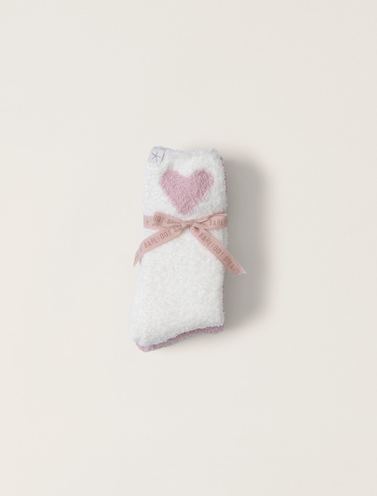 Barefoot Dreams Cozy Chic Heart Print Sock Set ALMOND/PINK - OS