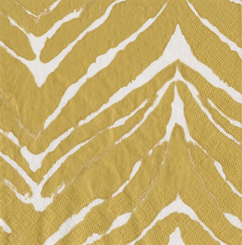 Caspari Cocktail Napkin Wild Kingdom - WHITE/GOLD