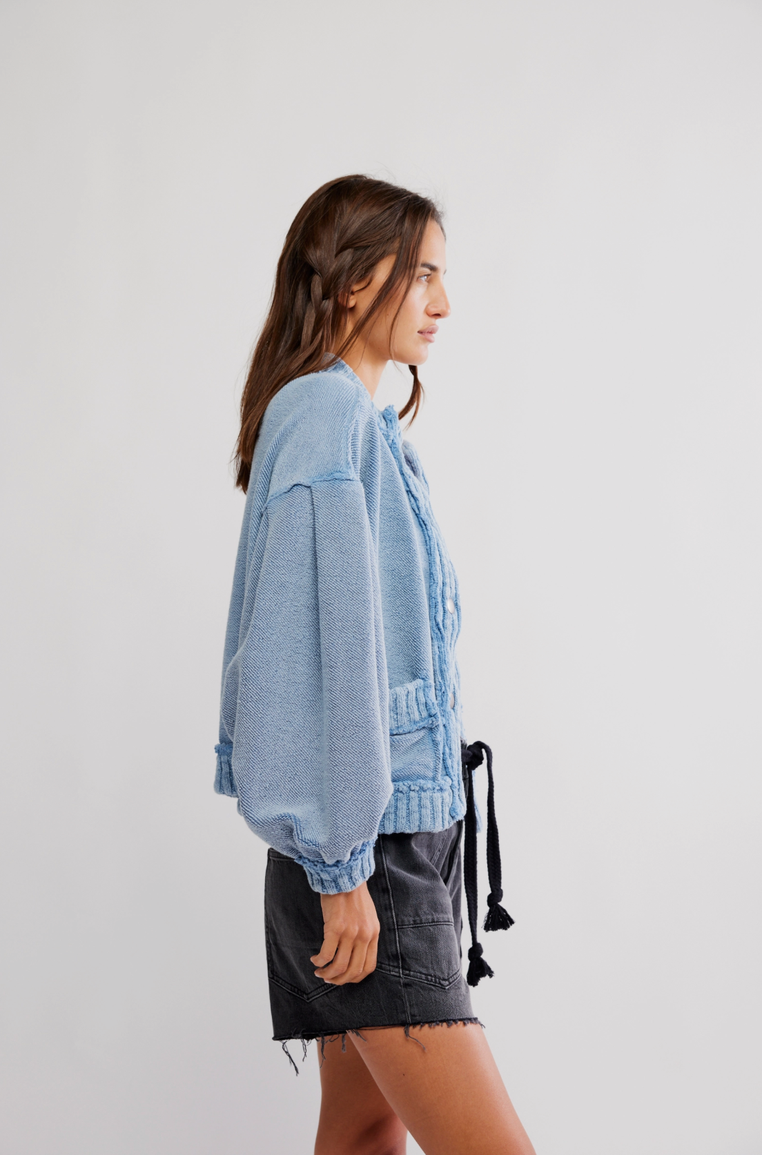 Free People Cute In This Cardi - DUSTY BLUE